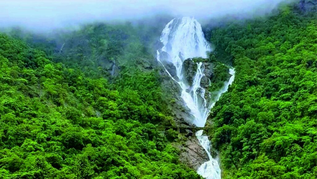 Dudhsagar waterfalls Top 10 Tourist Attractions in Goa